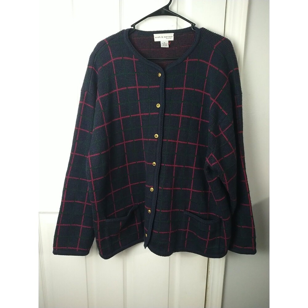Croft&Barrow Woman 2X Vintage Front Gold Button Plaid Cardigan Norm Cabin Core
